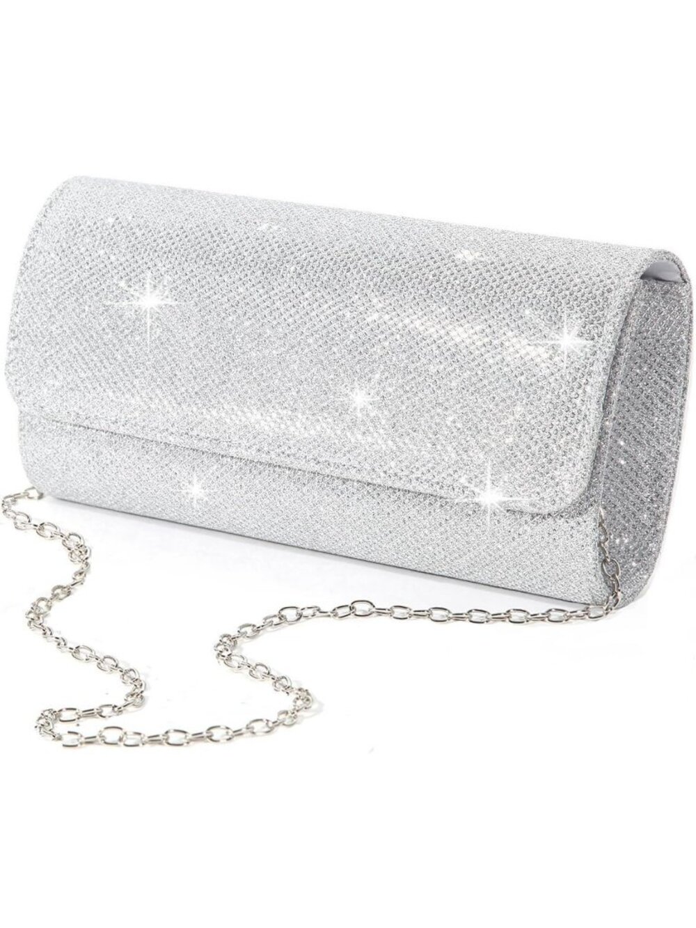 Women's Silver Sparkling Clutch Purse For Evening Party Wedding Handbag
